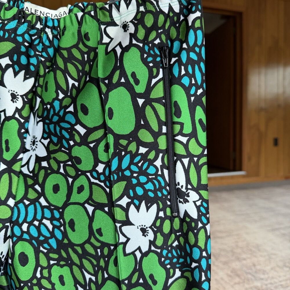 Balenciaga Paris Spring 2017 Floral Print Legging Dress Pant Green Blue XL $1090 - Picture 11 of 14